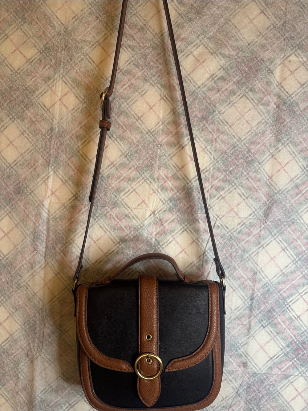 Black and Brown Crossbody Satchel